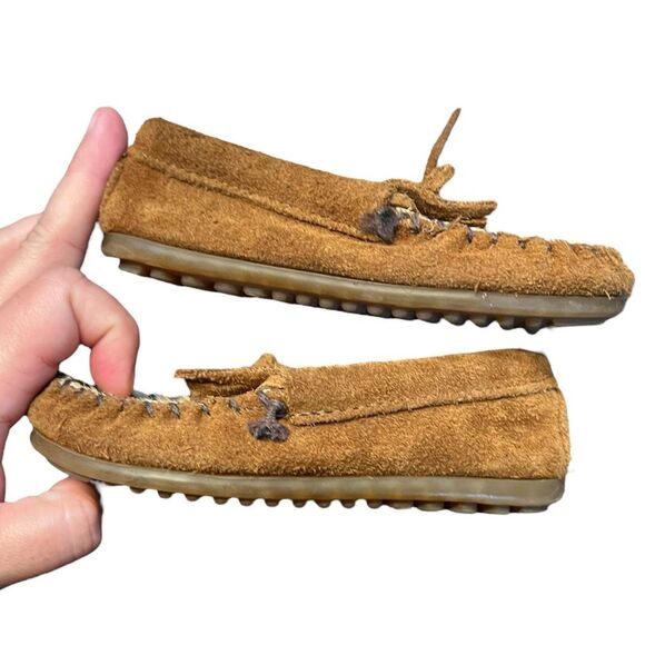 Minnetonka Leather Suede Moccasins Animal Print - Toddler Size 9 - Picture 9 of 9